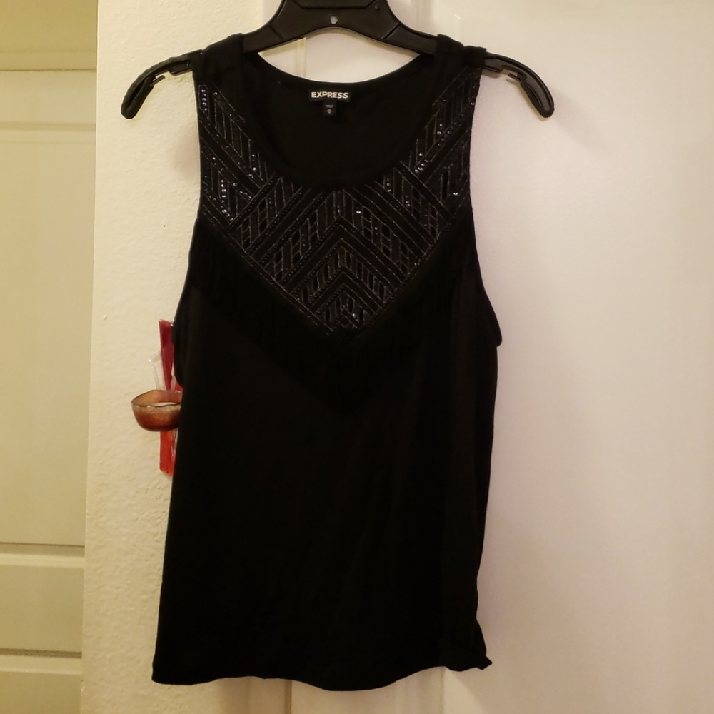 Express Black fringe top